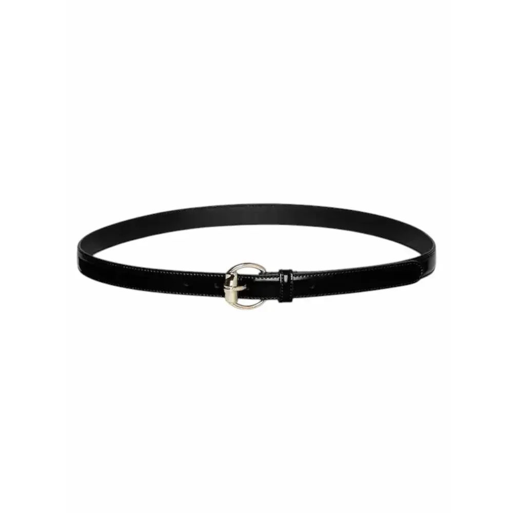 Gucci Thin Leather Belt with Bamboo Buckle Black Silver Size 80/32